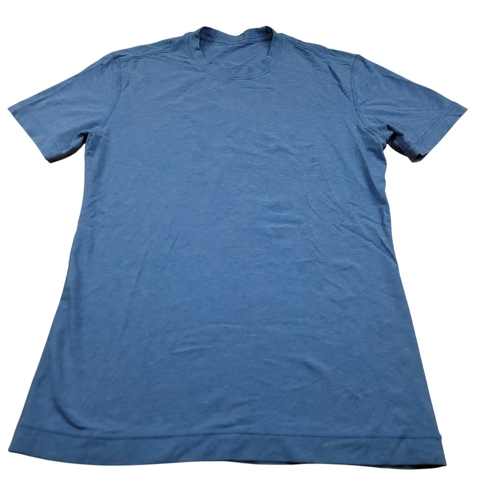Lululemon Crew Neck T Shirt Blue Heathered Short Sleeve Athleisure Women